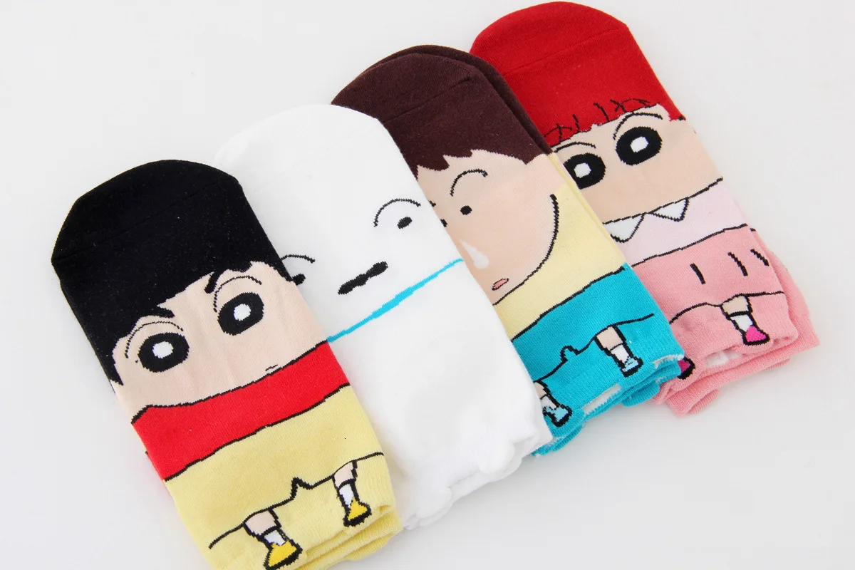 Новинка, милые носки с 3D принтом собаки поросенка, забавные носки, унисекс, Sox Crayon Shin Chan Femmes, мужские короткие носки, цветные дышащие