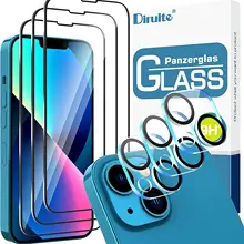 Diruite 6 Pack for iPhone 13 Screen Protector Tempered Glass,HD 9H Hardness Full Screen Tempered Glass Film for iPhone 13 with