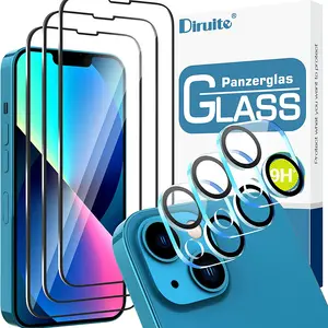 diruite 6 pack for iphone 13 screen protector tempered glasshd 9h hardness full screen tempered glass film for iphone 13 with free global shipping