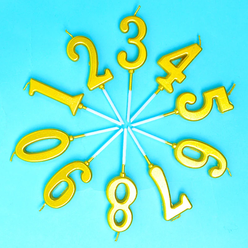 С Днем Рождения цифра свечи золото 0-9 цифровой торт Топпер Детские сувениры на