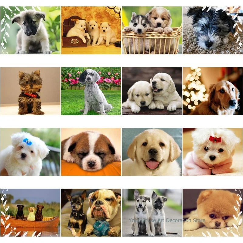 5D алмазная живопись сделай сам вышивка крестиком С КАКТУСОМ щенком собакой