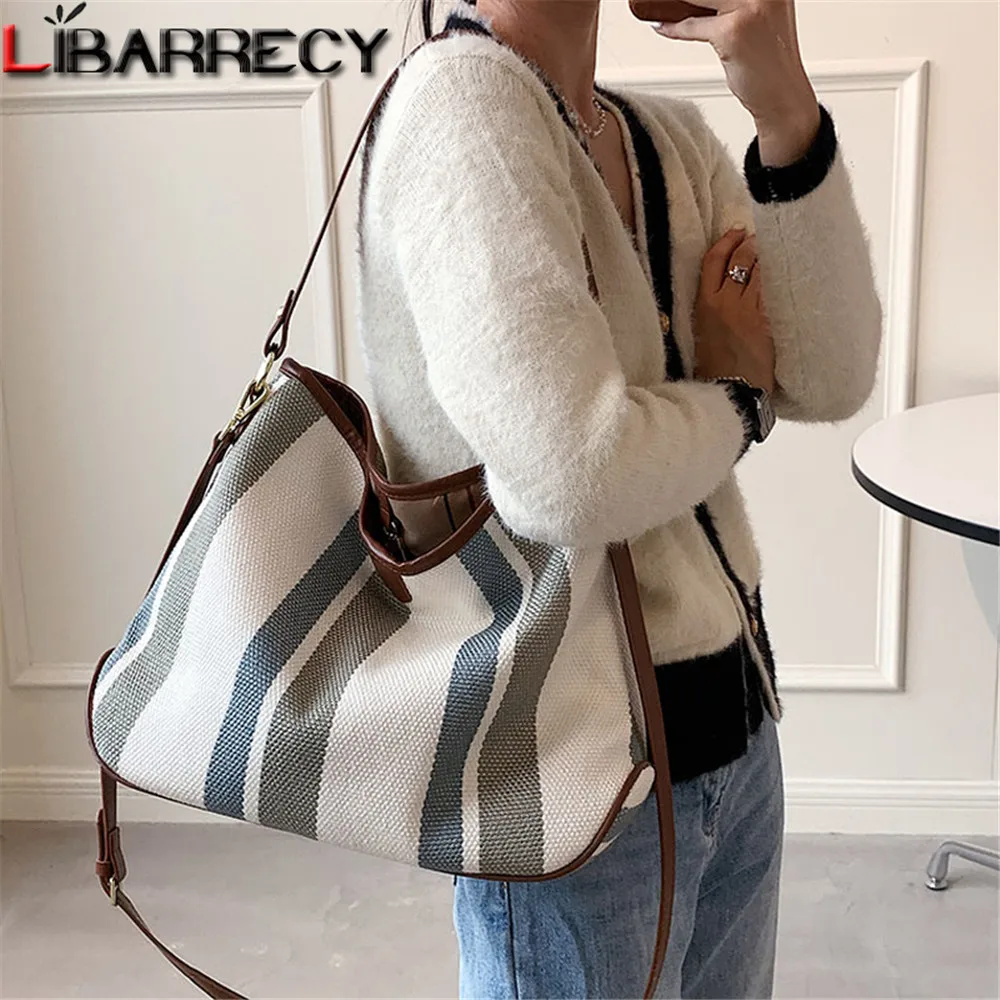 

Striped Design Ladies Handbags 2021 Multifunctional New Women Messenger Bag High Quality Canvas Casual Women's Shoulder Bags