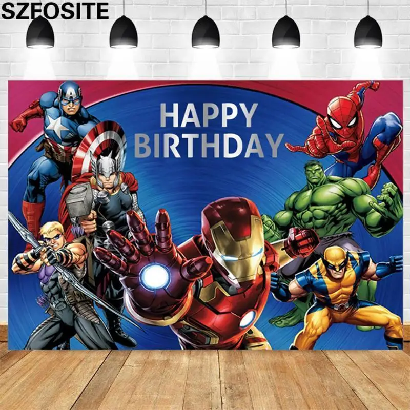 

Cartoon Superhero Picture Kids Party Colorful Background Boy Birthday Decoration Photography Studio Photo Custom Vinyl Backdrop