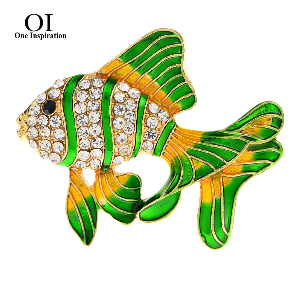 Милая тропическая брошь OI с рыбой Бриллиантовая Женская Брошь для пальто костюма