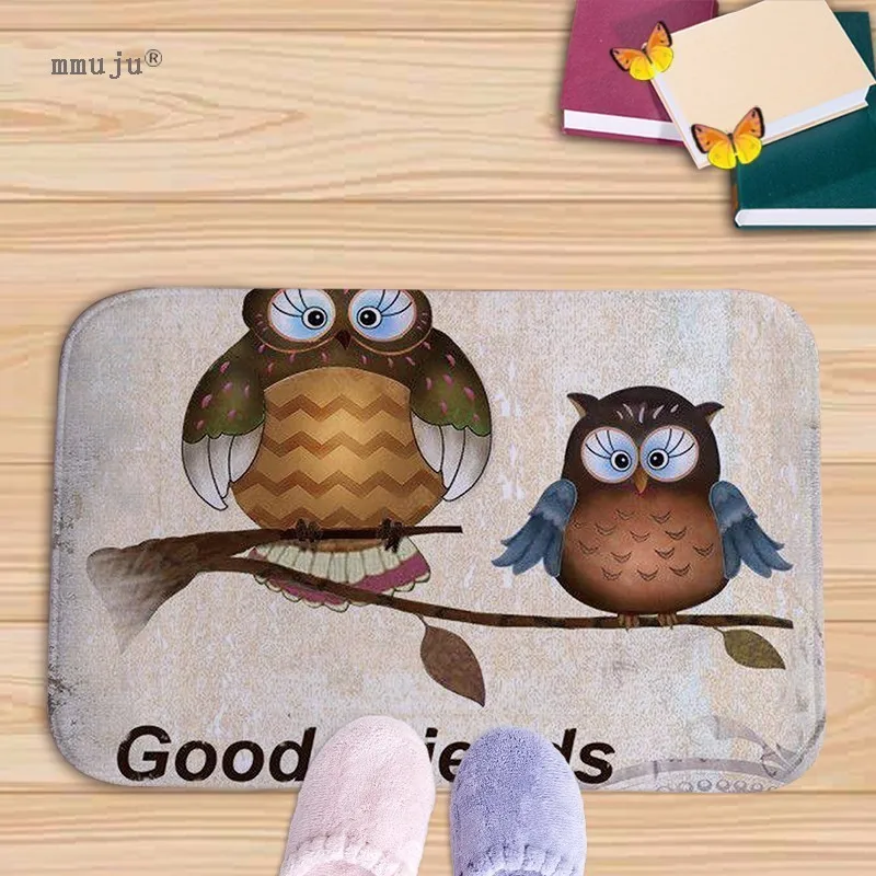 

Cozy Soft Suede Doormat Home Decorative indoor/ourdoor Flannel Door Mat For Bedroom Living Room Cartoon Owls Printed Mat 40x60cm