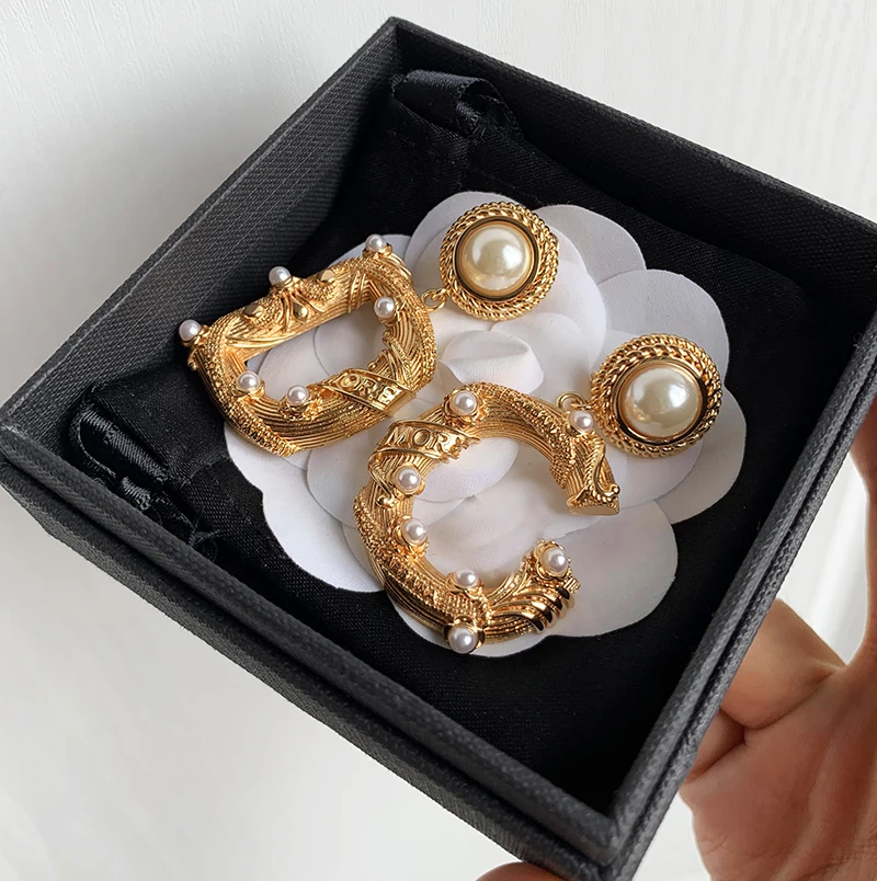 2019 новый модный бренд дизайн барокко корт Ретро золотые клипсы для ушей