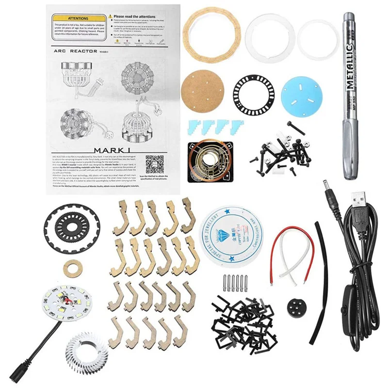 

Marvel Iron Man Hvlystory MK1 Acrylic Tony DIY Arc Reactor Lamp Arcylic Kit Illuminant LED Flash Light Set
