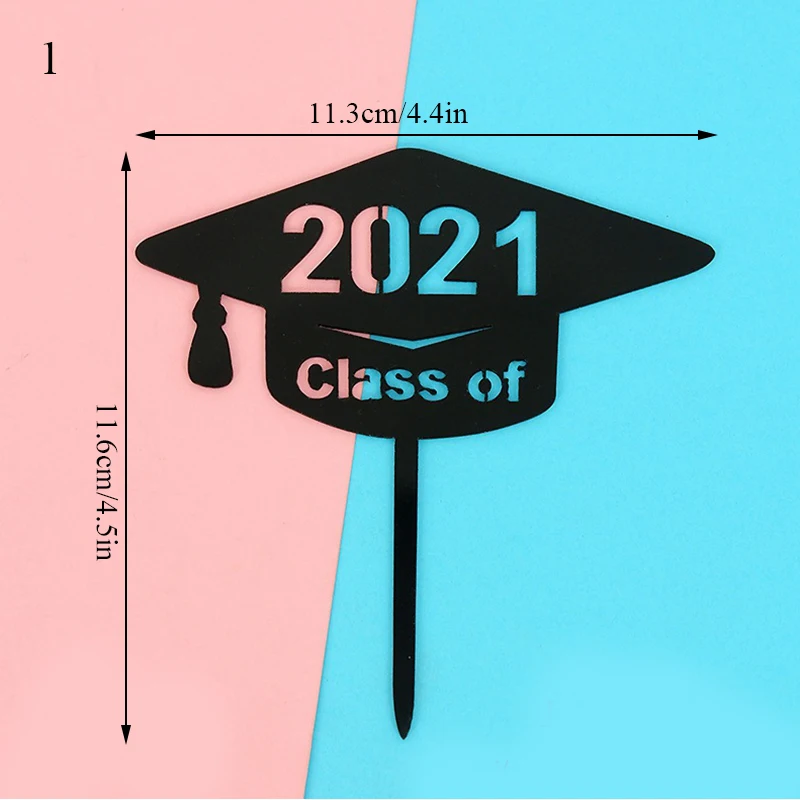 Акриловые топперы для торта с удовольствием от выпускного вечера кепка