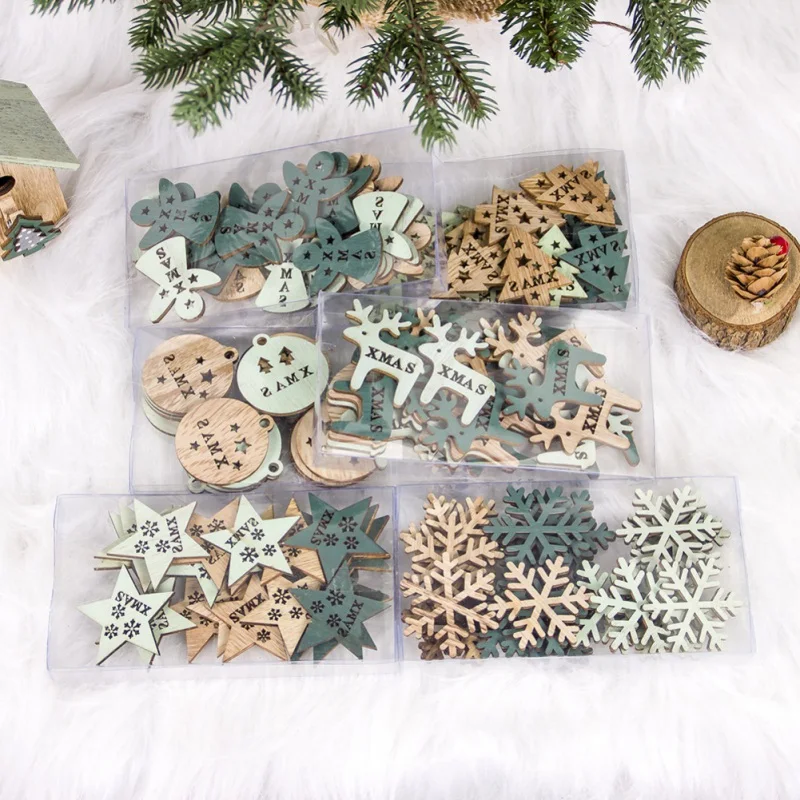 Christmas Ornaments Chritsmas Tree Decoration Color Painted Wood Cutout Signs DIY Kit Holiday Party Decor Supplies | Дом и сад
