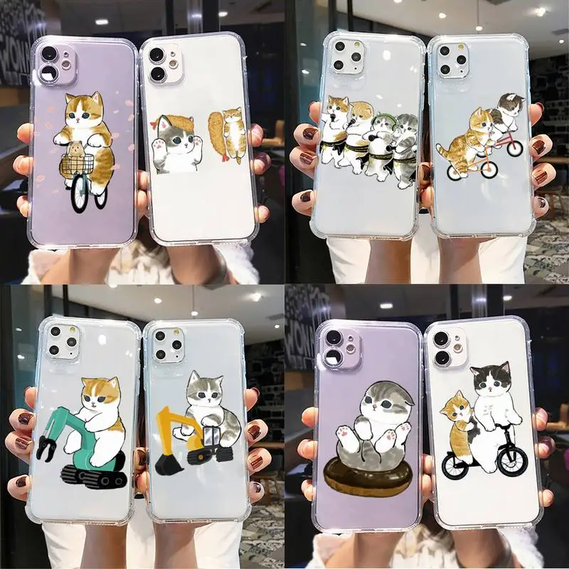 

Yinuoda Funny Cartoon Cat Phone Case For iPhone 11 12 pro max 13 mini X XS MAX 6s 7 8 Plus XR Clear funda Capa
