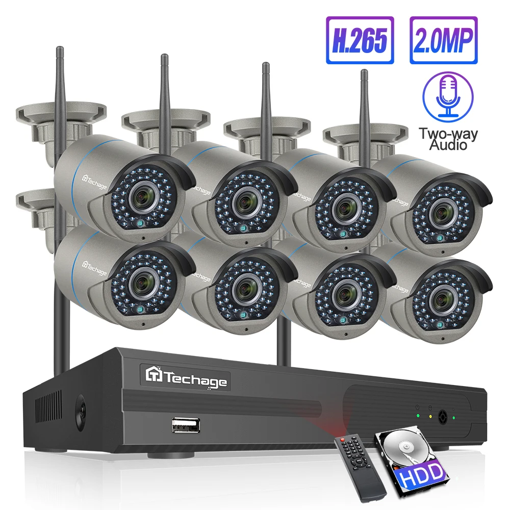 Techage 8CH H.265 Wi Fi камера NVR Системы двухсторонний говорить аудио Беспроводной 4/6/8 шт.
