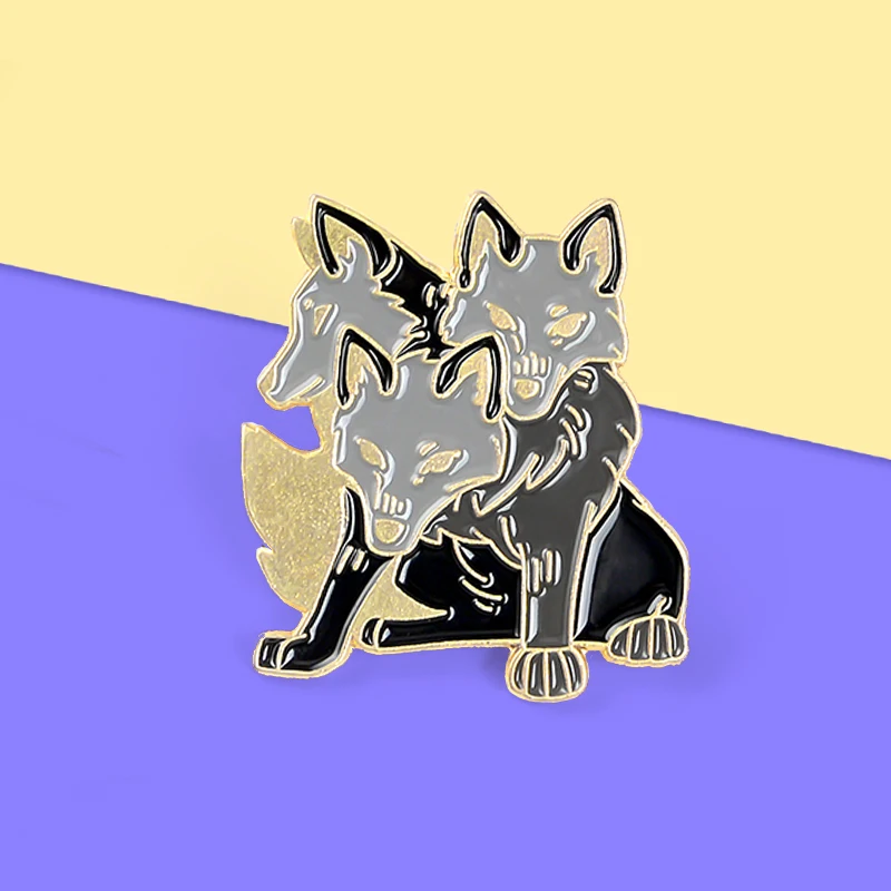Эмалированные булавки с волком собакой страшным интерфейсным тройным головом