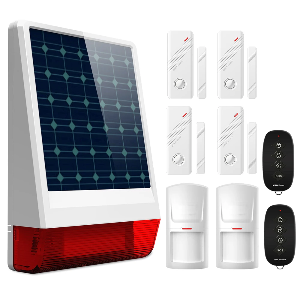 Kit 3 Wolf-Guard беспроводная наружная Погодостойкая GSM SMS Солнечная Сирена дом Охранная система PIR датчик движения двери - Цвет: Kit 3