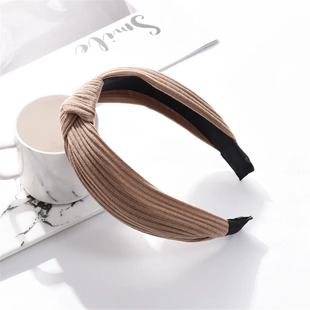 1pc Women Fashion Korean Style Hairband Female Girls Casual Elegant Cloth Cross Hair Band Solid Headwear Accessories #1029 - купить по