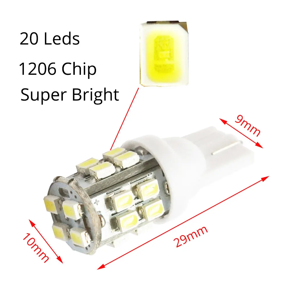 Фото 1 шт. 20SMD 1206 Белый Автомобильный клиновидный светодиодный светильник 3020 194 168 грузовик прицеп автофургон номерной знак габаритная лампа для ч... №3