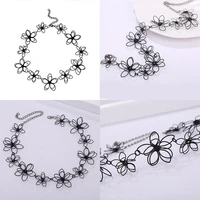 short choker chain statement flower necklace javrick choker floral women clavicle black jewelry