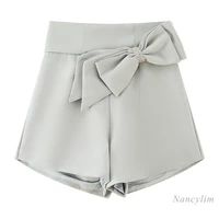 diamond bow shorts for women 2021 spring and summer new wide leg high waisted short trousers casual female clothes
