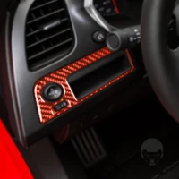 genuine carbon fiber car dashboard side headlight switch button frame cover stickers for chevrolet corvette c7 2014 2019