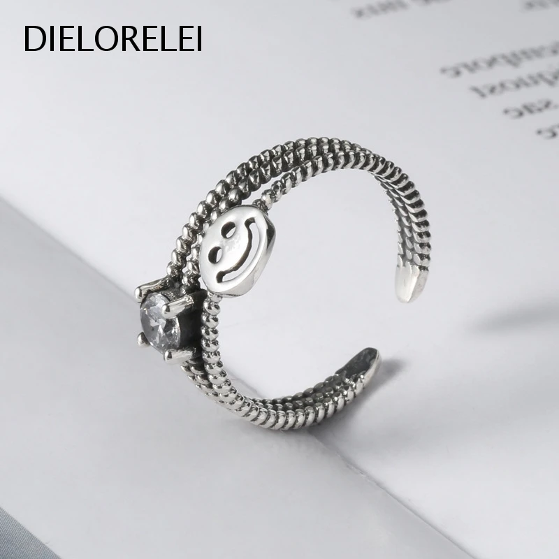

DIELORELEI 925 Sterling Silver Adjustable Ring Girls Light Luxury Simple Prevent Allergy Women Temperament Minimalist Niche