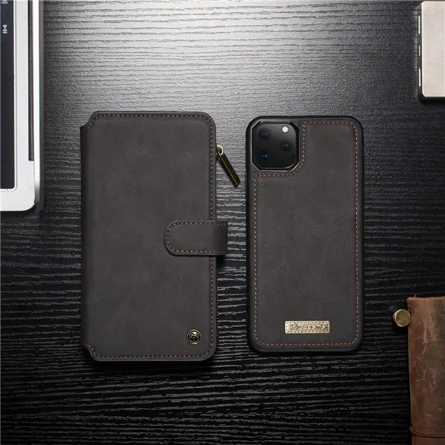 Съемный чехол на молнии для iPhone 11 Pro Max xs max xr x 5 5S se 6 6s 7 8 plus, кошелек, сумка, Магнитный кожаный чехол для телефона