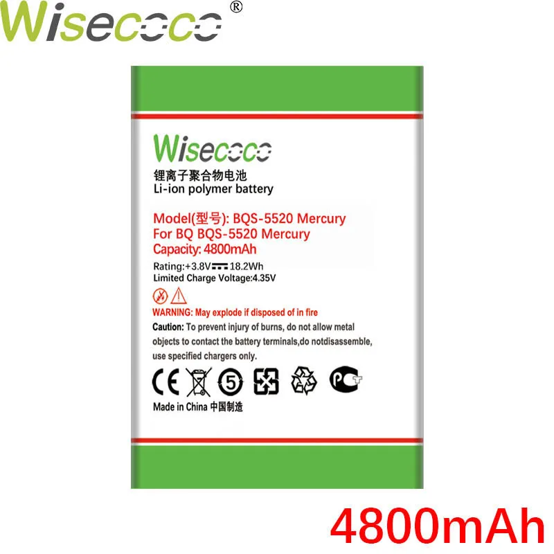 WISECOCO 4800 мАч BQ 5520 аккумулятор для BQS Mercury Phone в наличии последняя продукция Высококачественная батарея + номер