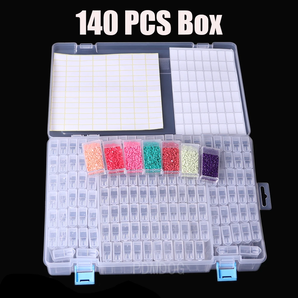 

140/64pcs Bottles Diamond Painting Tools Accessories Storage Box Beads Container Diamond Embroidery Stone Mosaic Convenience Box