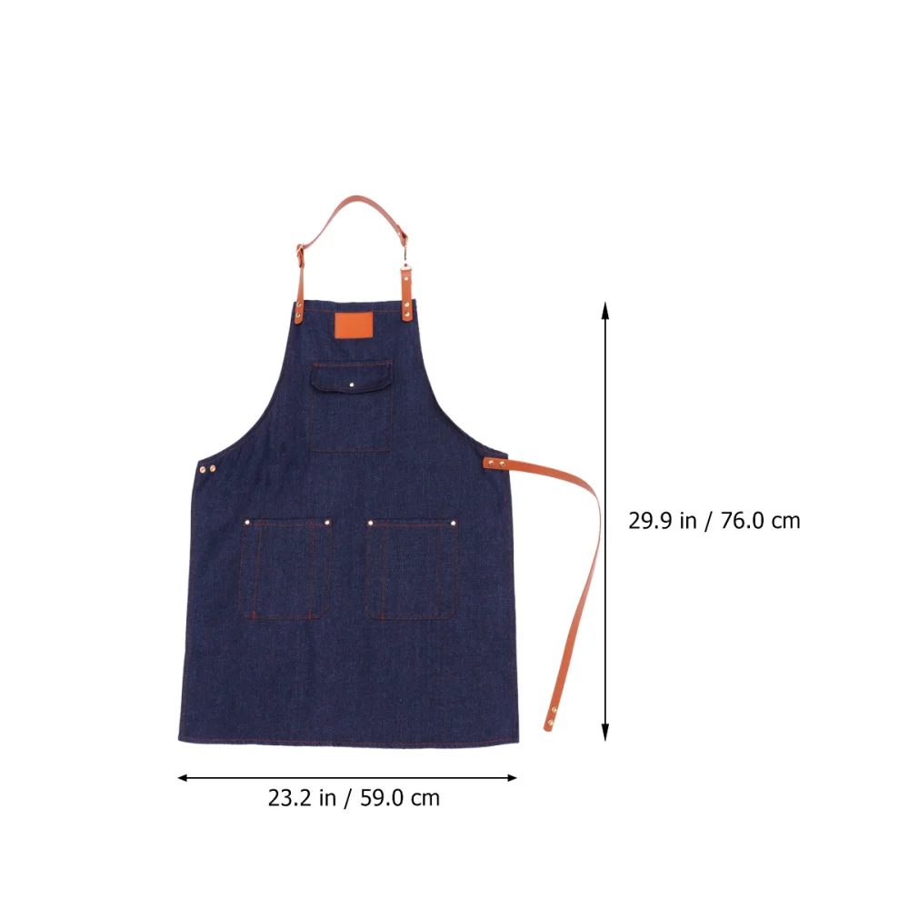

1Pc Delicate Denim Apron Nordic Style Retro Thickened Apron Barista Work Clothes Accessories (Denim Blue)