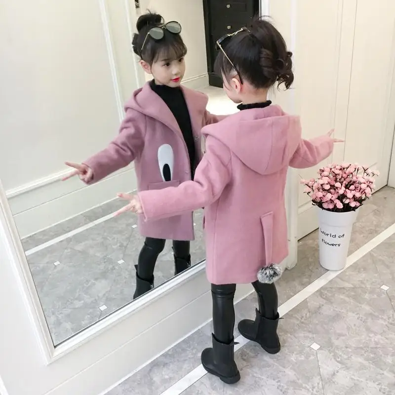 2019 Детское пальто для девочек зимнее Новое модное шерстяное подростков осенняя