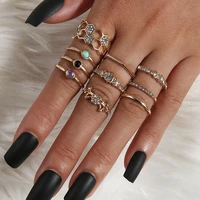 10pcssets bohemian geometric rings sets crystal colorful stone midi kunckle rings for women bohemian jewelry accessories 2020