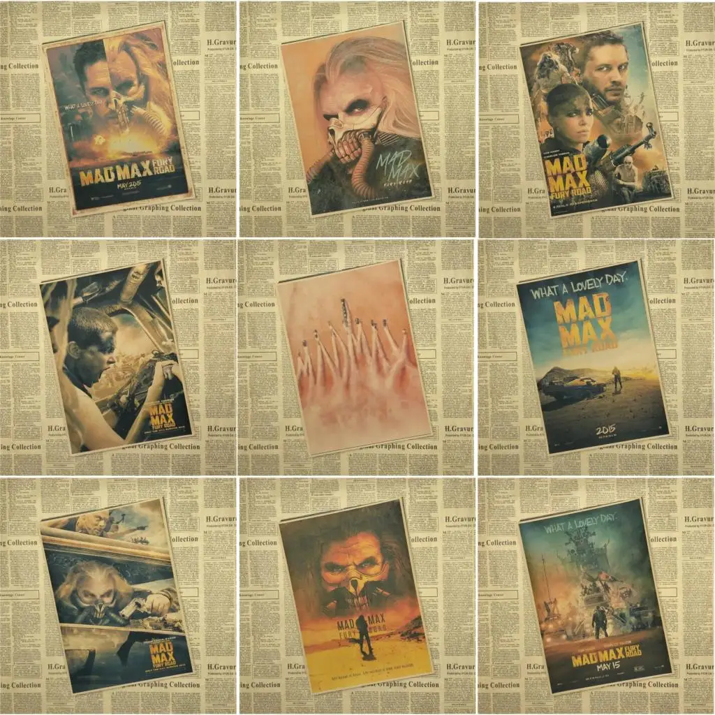 Mad max Fury road Tom Hardy Charlize Theron фильм плакат наклейка на бумагу Ретро крафт-бумага | Дом и
