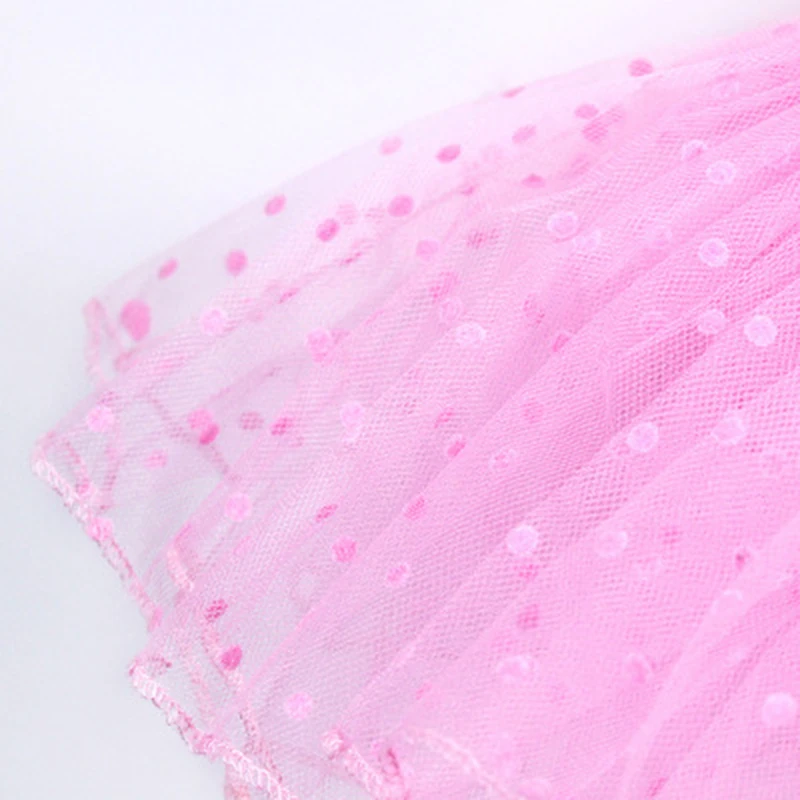 Балетное платье для девочек пачка в горошек с короткими рукавами и сеткой танцев