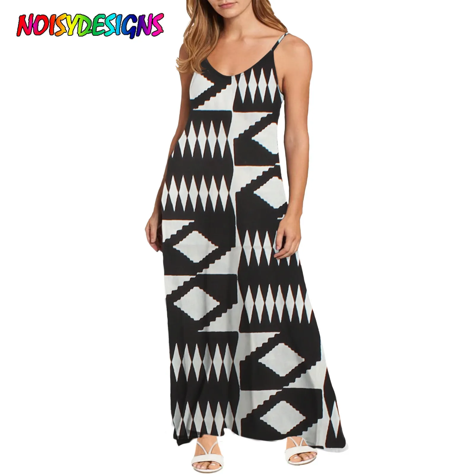 

NOISYDESIGNS Summer New Fashion Women Sexy Ankara Prints Wrap Sling Sleeveless Nightclub Maxi Long Dress Vestidos Largos Verano