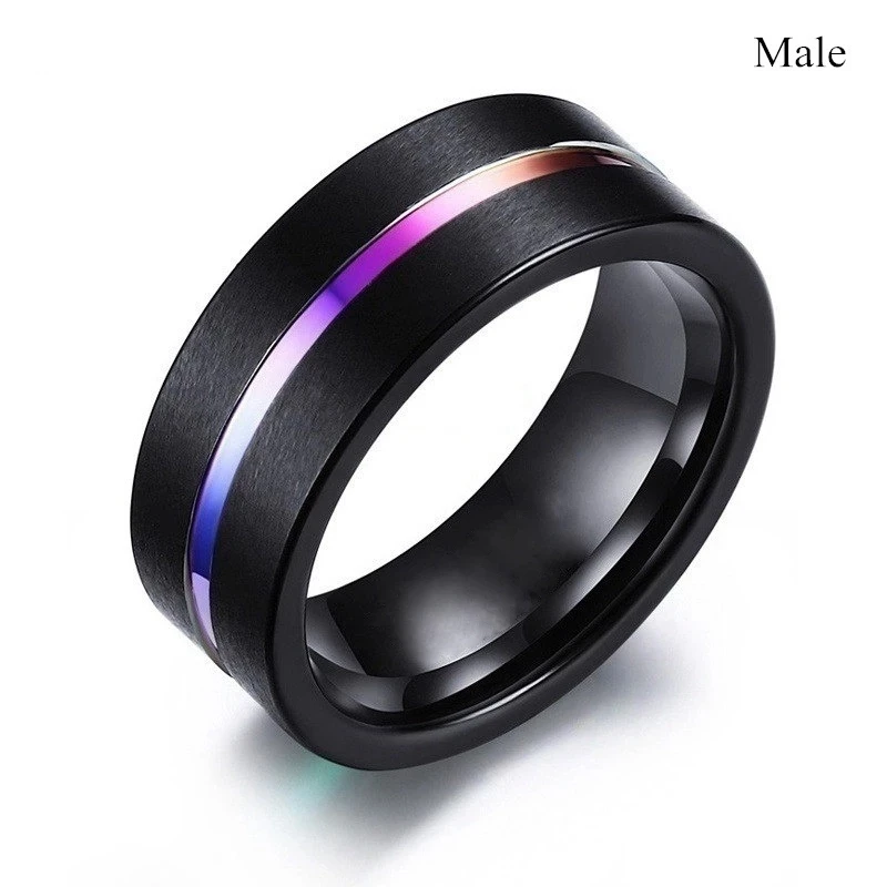 

New Couple Rings Trendy Rainbow Carbide Men Ring Purple Zirconia Rings For Women Engagement Wedding Love Anniversary Gift