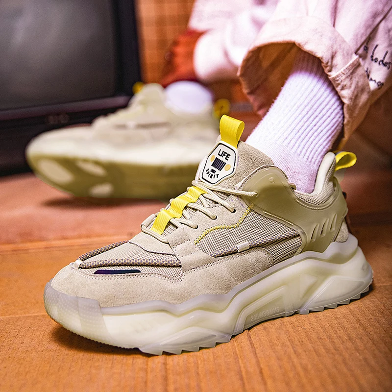 

2021 new men's casual shoes high-quality color matching men's sports shoes breathable men's shoes increase in autumn and winter