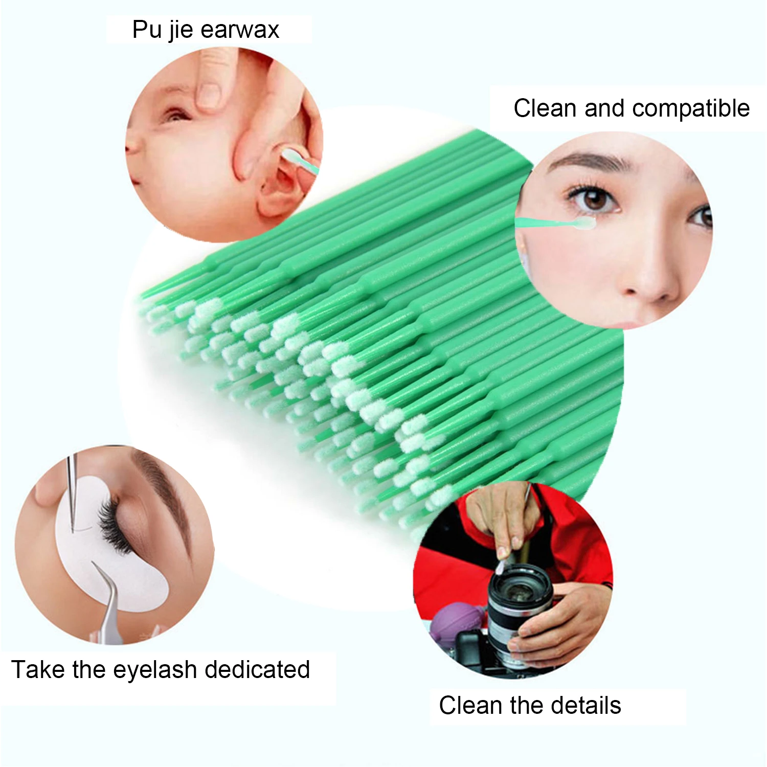 400 шт Одноразовые микро аппликаторы тампоны для наращивания ресниц кисти макияжа