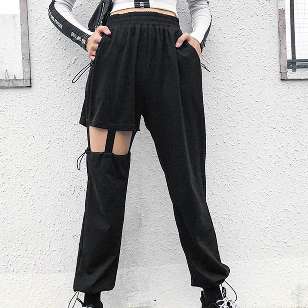 Брюки женские светоотражающие с большими карманами стильные штаны для активного