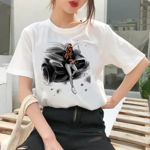 Pretty Lady Printed T Shirts Women Harajuku Streetwear Casual  White T-Shirt Summer Short Sleeve Tops Tees Female Clothing