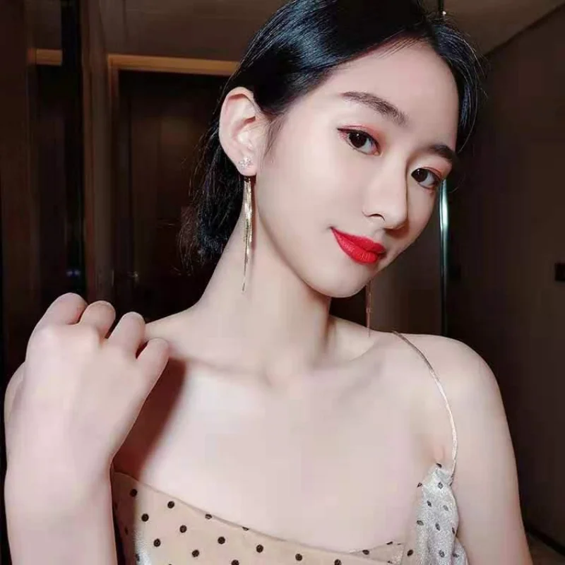 

Long Eight-Pointed Star Earrings 2021 New Thin Face Earrings Korean Temperament High-End Fashion Pendant Female Party Gift
