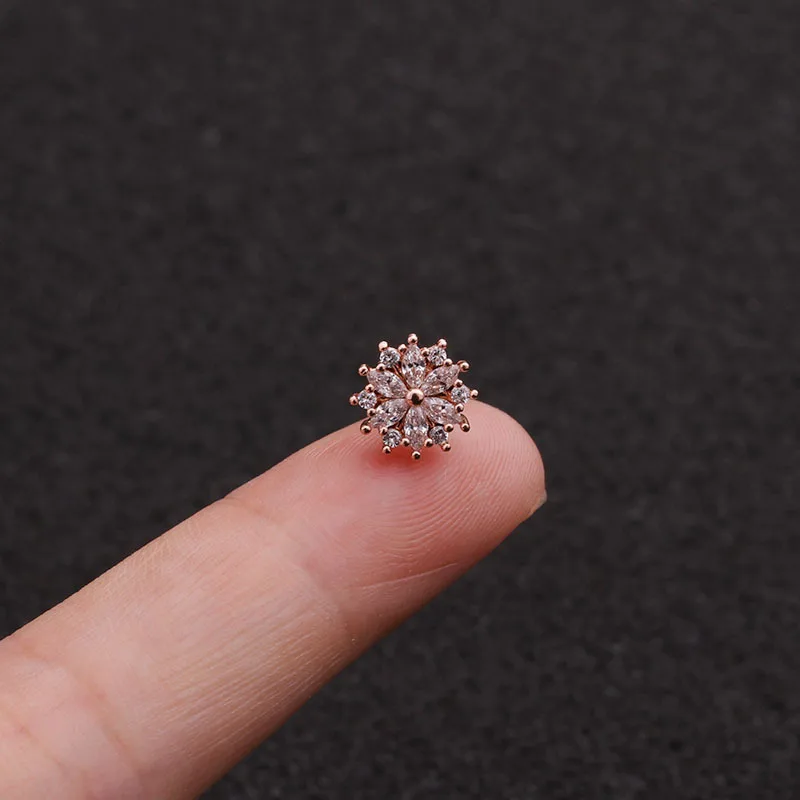 Лидер продаж высокое качество Снежинка поверхности козелка пирсинг серьги