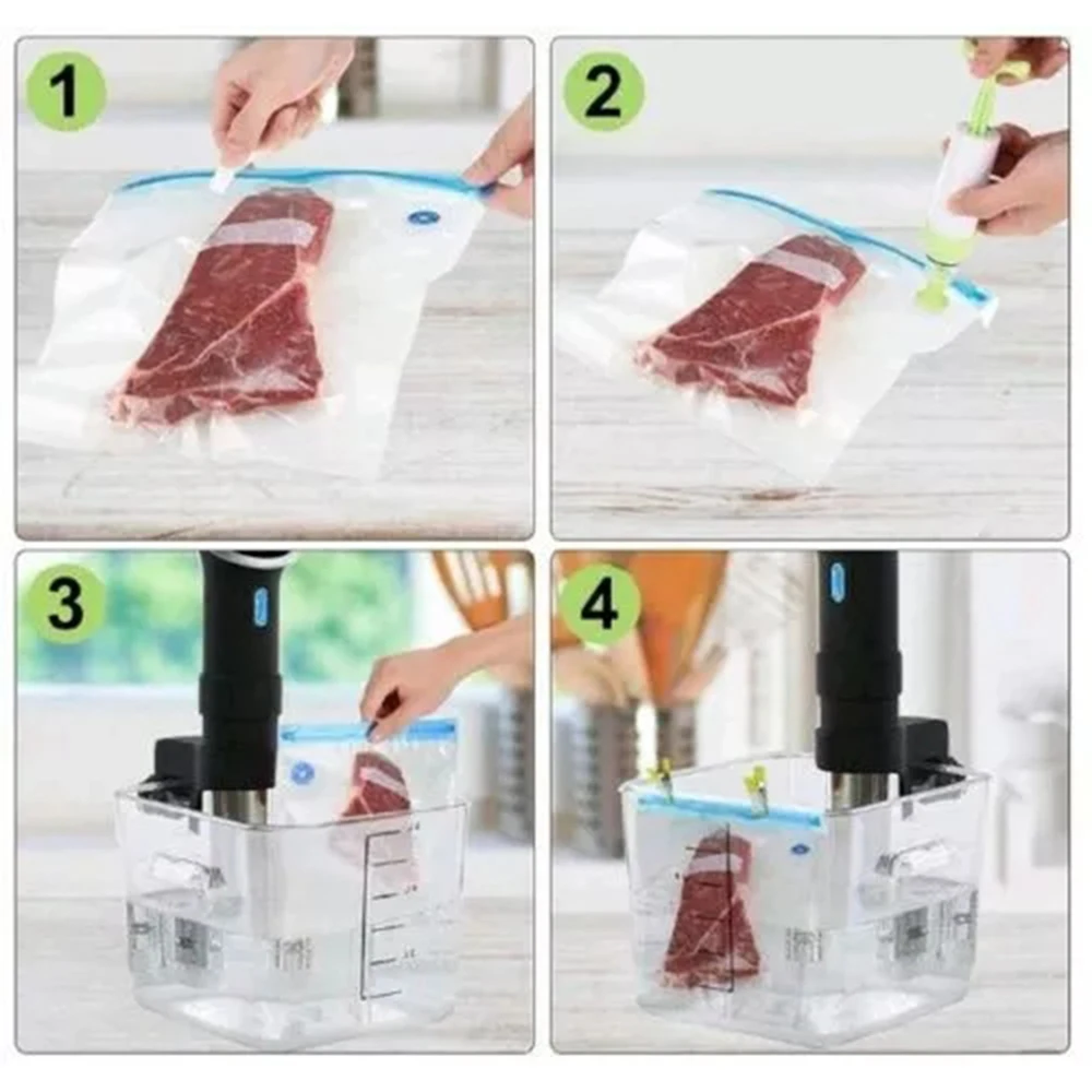 

Reusable Vacuum Bags For Freezing Food Storage Seal Bags Set Ziplock Freezer Bag with Hand Pump Bag for Sous Vide Sealing Clips