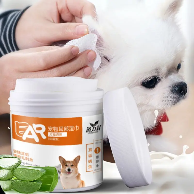 

Dog Cat Earwax Clean Ears Odor Remover Pet Ear Wipes Pets Cleaning Stop Itching Wet Wipe 85LA