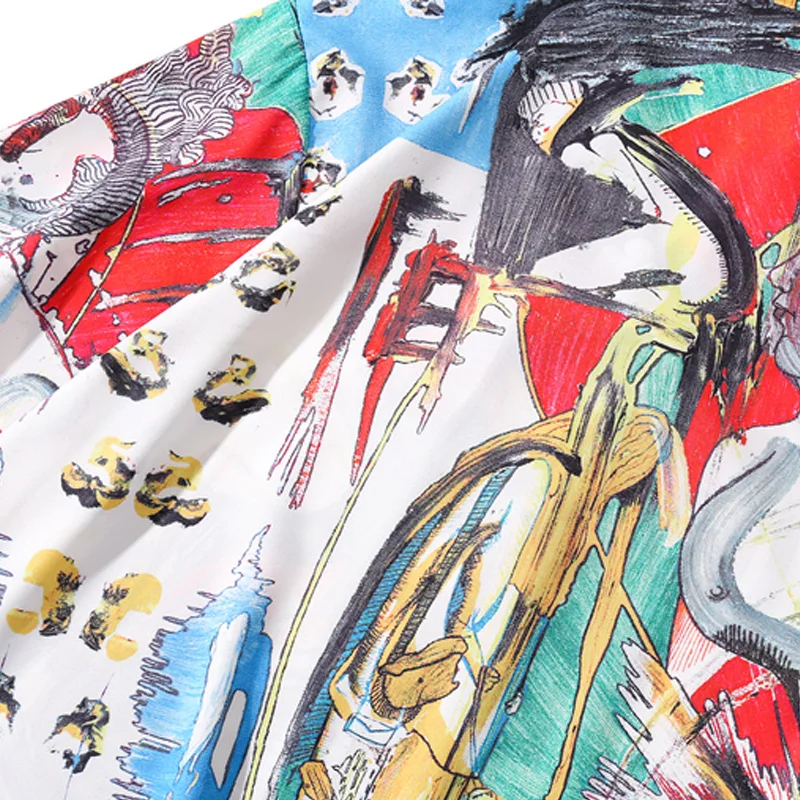 

Bonita Vida Graffiti Print Hawaiian Vintage Shirt Men Summer Hip Hop Casual Short Sleeve Beach Shirts Fashion Tops Streetwear