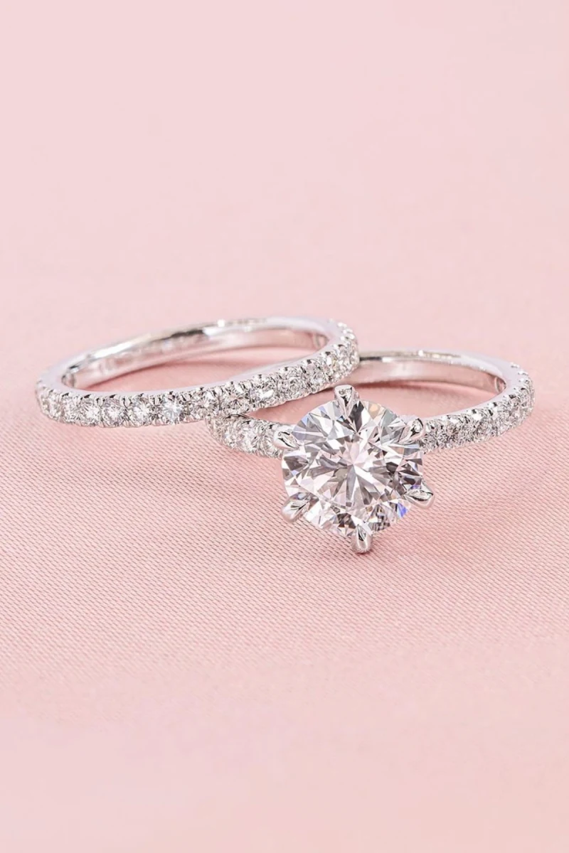 

Crystal Diamond Zirconia lab Diamond 1 carat solitare and tamtur ring