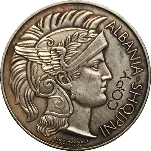 Копия монет Albania 1927 1 Frang Ar 23 мм|Безвалютные монеты| |