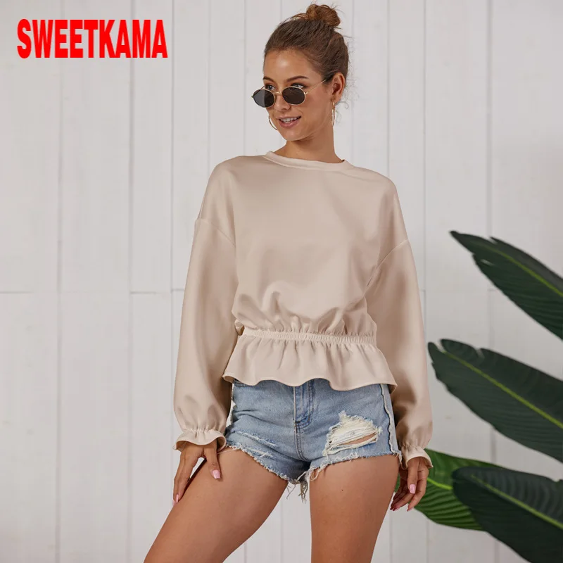 Женская трикотажная толстовка SWEETKAMAO зимняя однотонная Толстовка с длинным