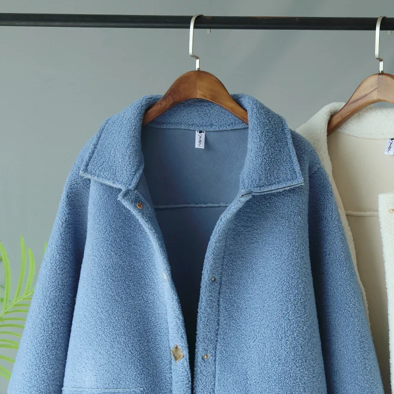 Осенне зимние модные корейские женские ретро пальто из овечьего меха с длинными