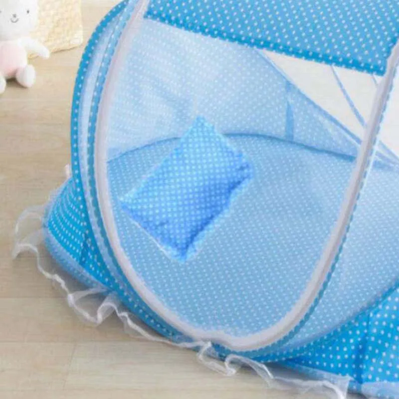 2 Pcs/ Set Baby Netting Bedding Cribs Pink Foldable Mosquito Nets Tent Pillow Blue Dot Portable Child Crib Sleep Net | Мать и ребенок
