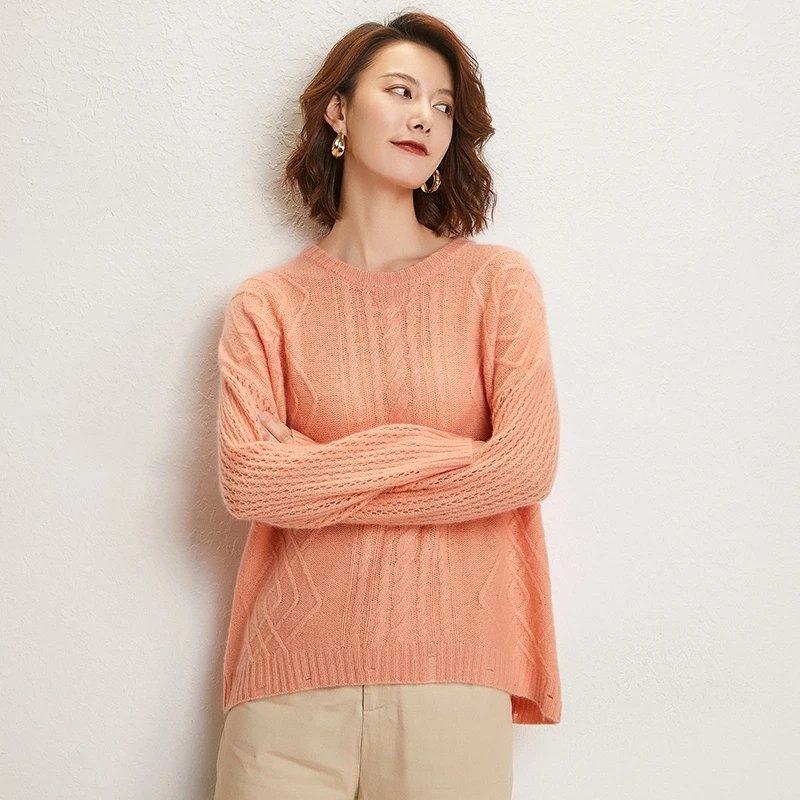 

adohon 2019 woman winter 100% Cashmere sweaters and autumn knitted Pullovers High Quality Warm Female thickening O-neck