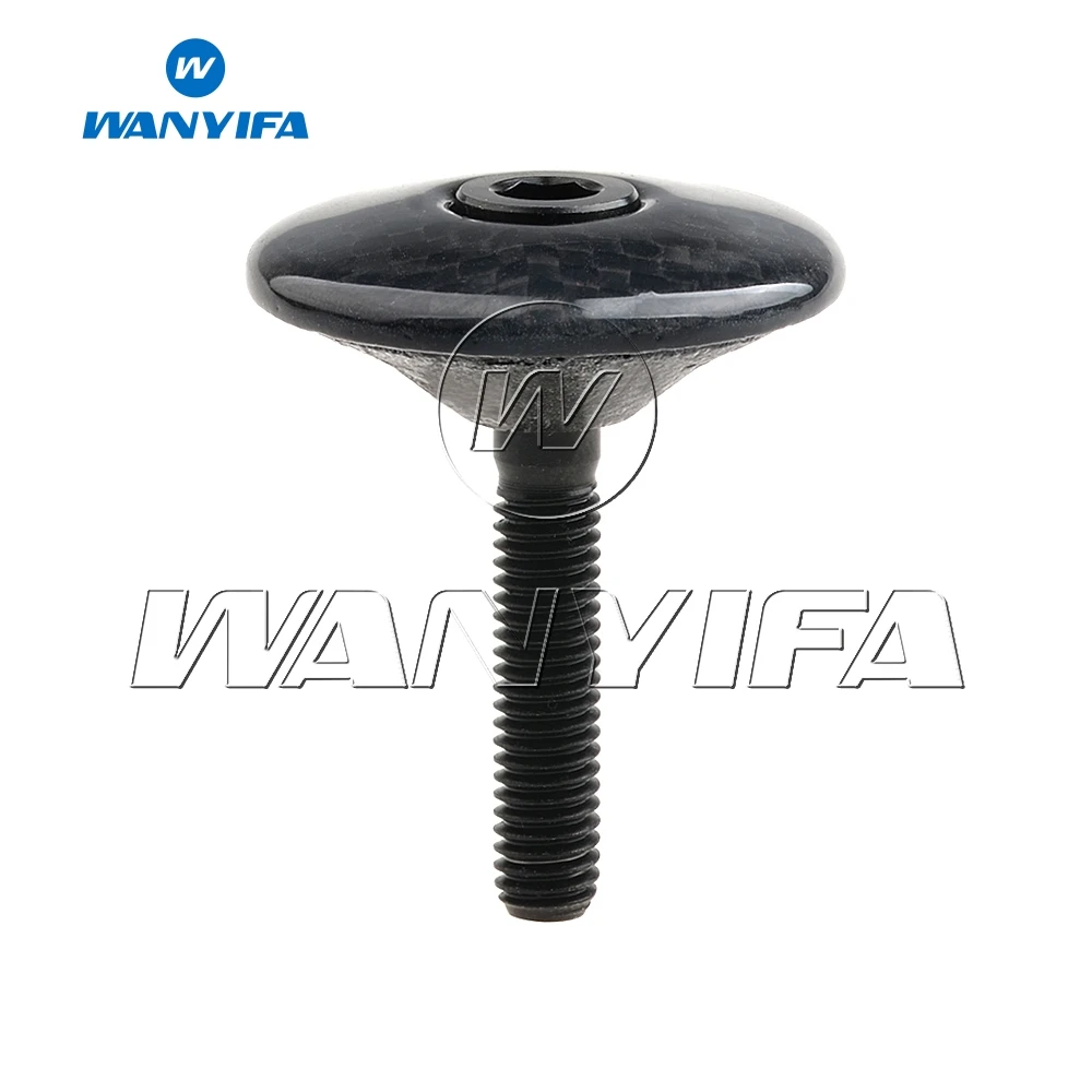 Титановый "Wanyifa" Болт M6x35mm+ 1 1/" труба из углеродистого волокна 3K из углеродного волокна Глянцевая/матовый шоссейный велосипед Горный велосипед Велоспорт седло велосипеда гарнитура стволовых Топ Кепки - Цвет: Glossy Black