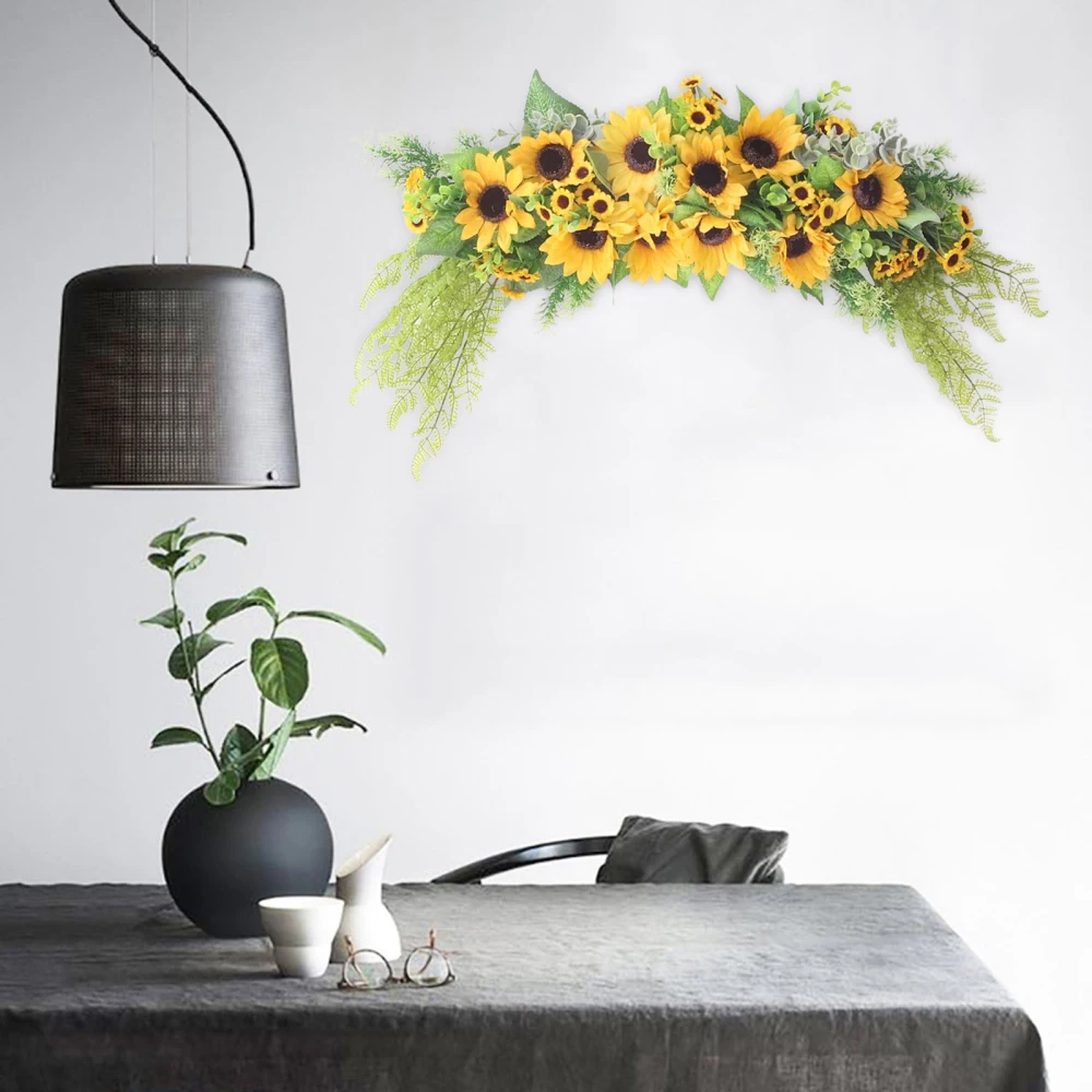 Весенний венок с зелеными листьями дверной цветок гирлянда из шелковой ткани 15